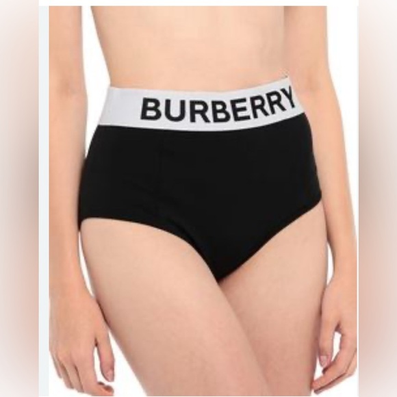 Burberry Black High Waist Bikini with White Logo Band - Picture 1 of 9